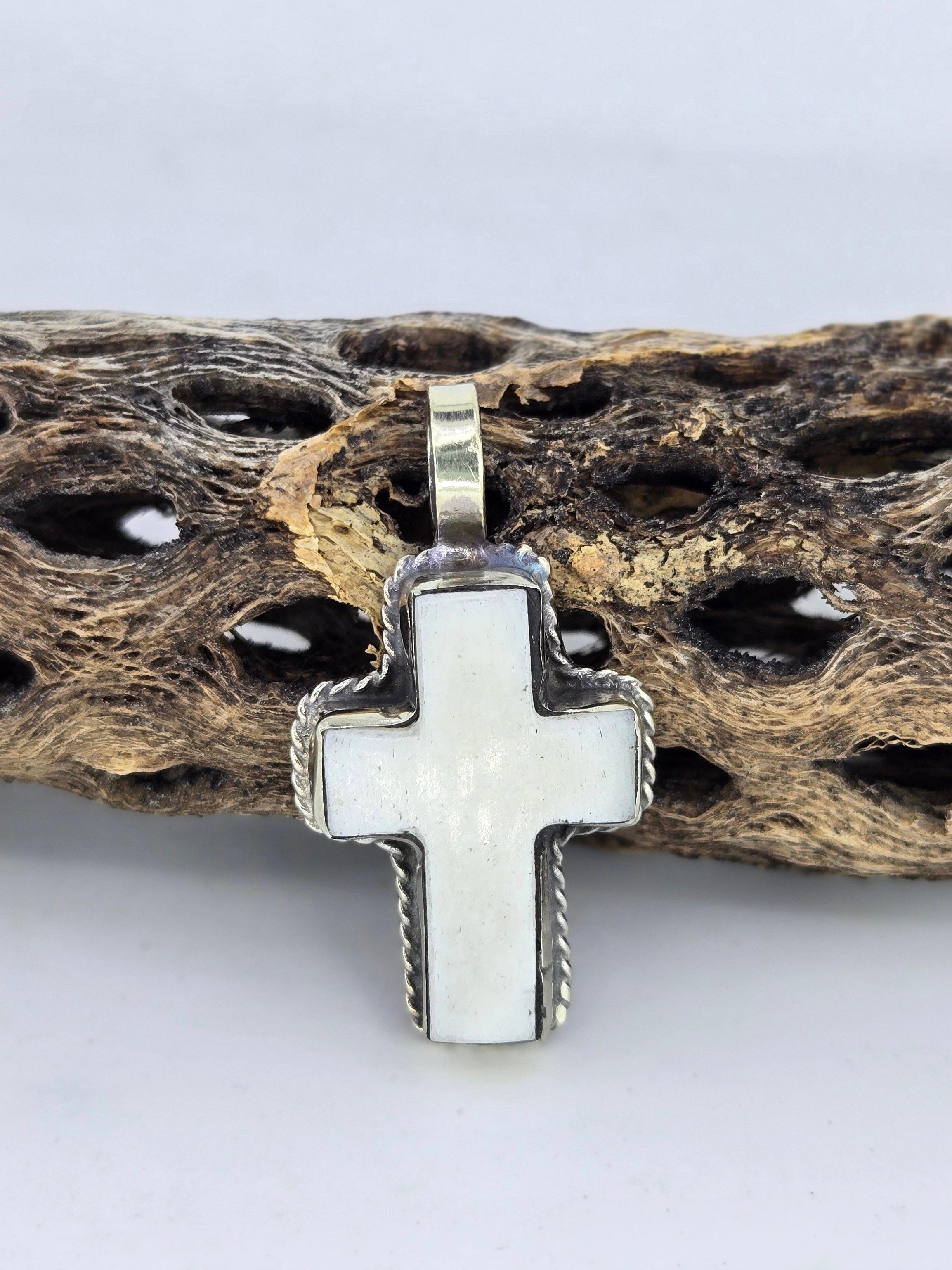 Buffalo Bone Cross Pendant, view 2