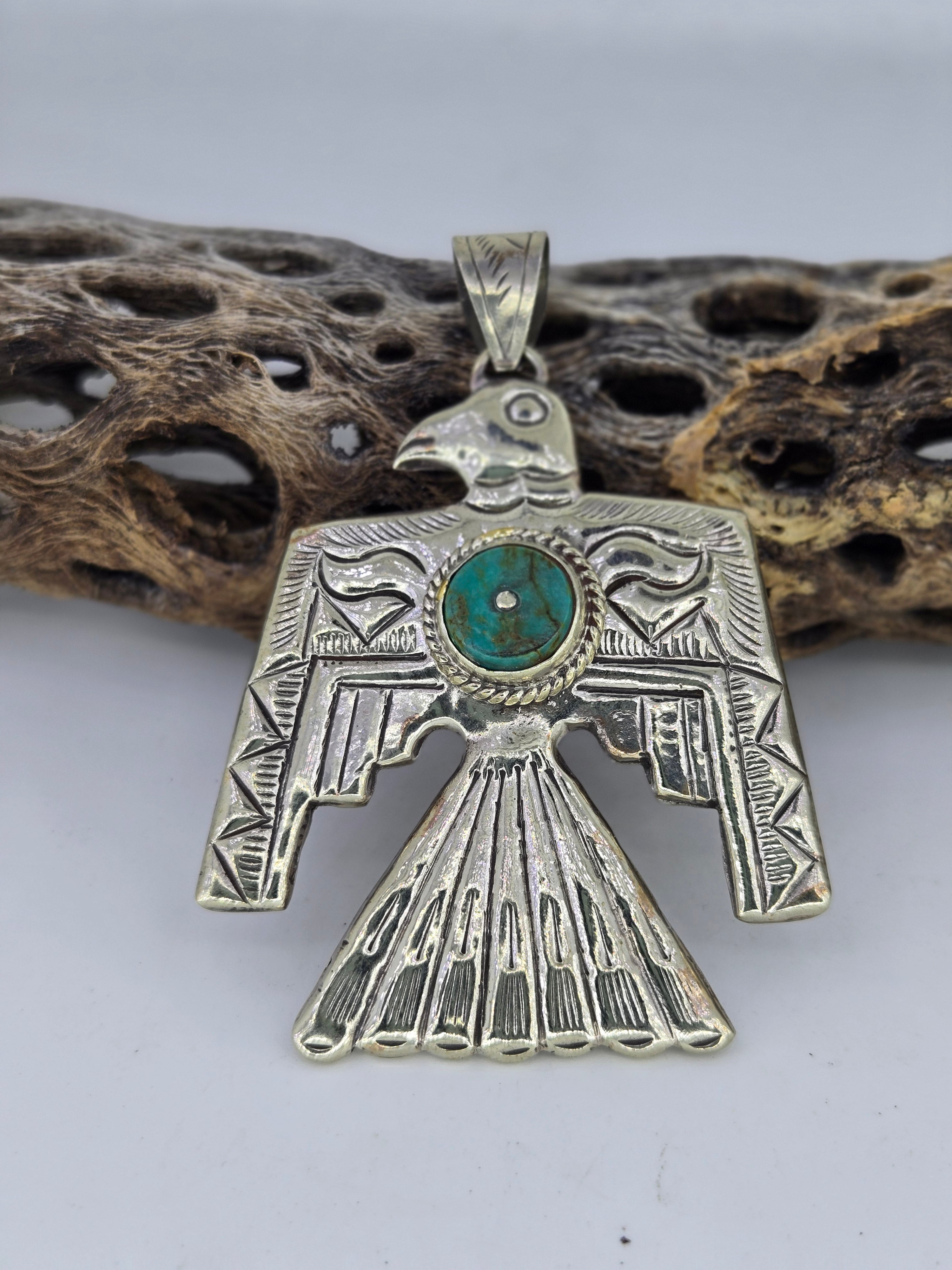 Turquoise Thunderbird Pendant, Western turquoise jewelry