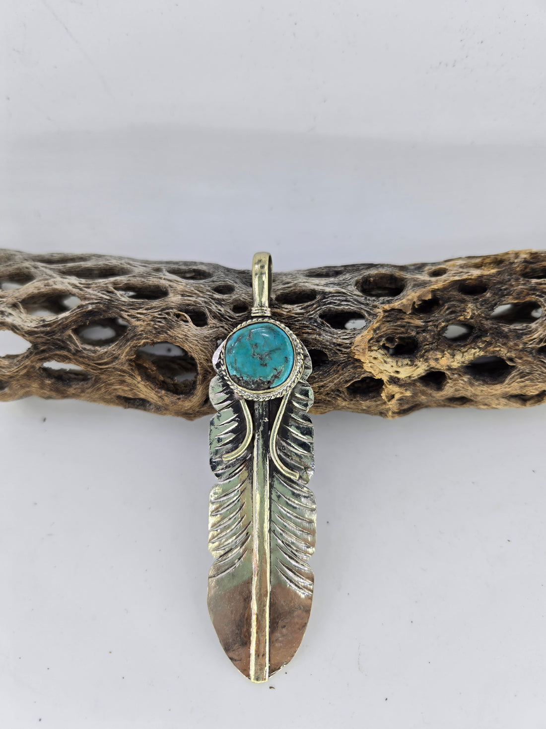 Turquoise Feather Pendant, view 4