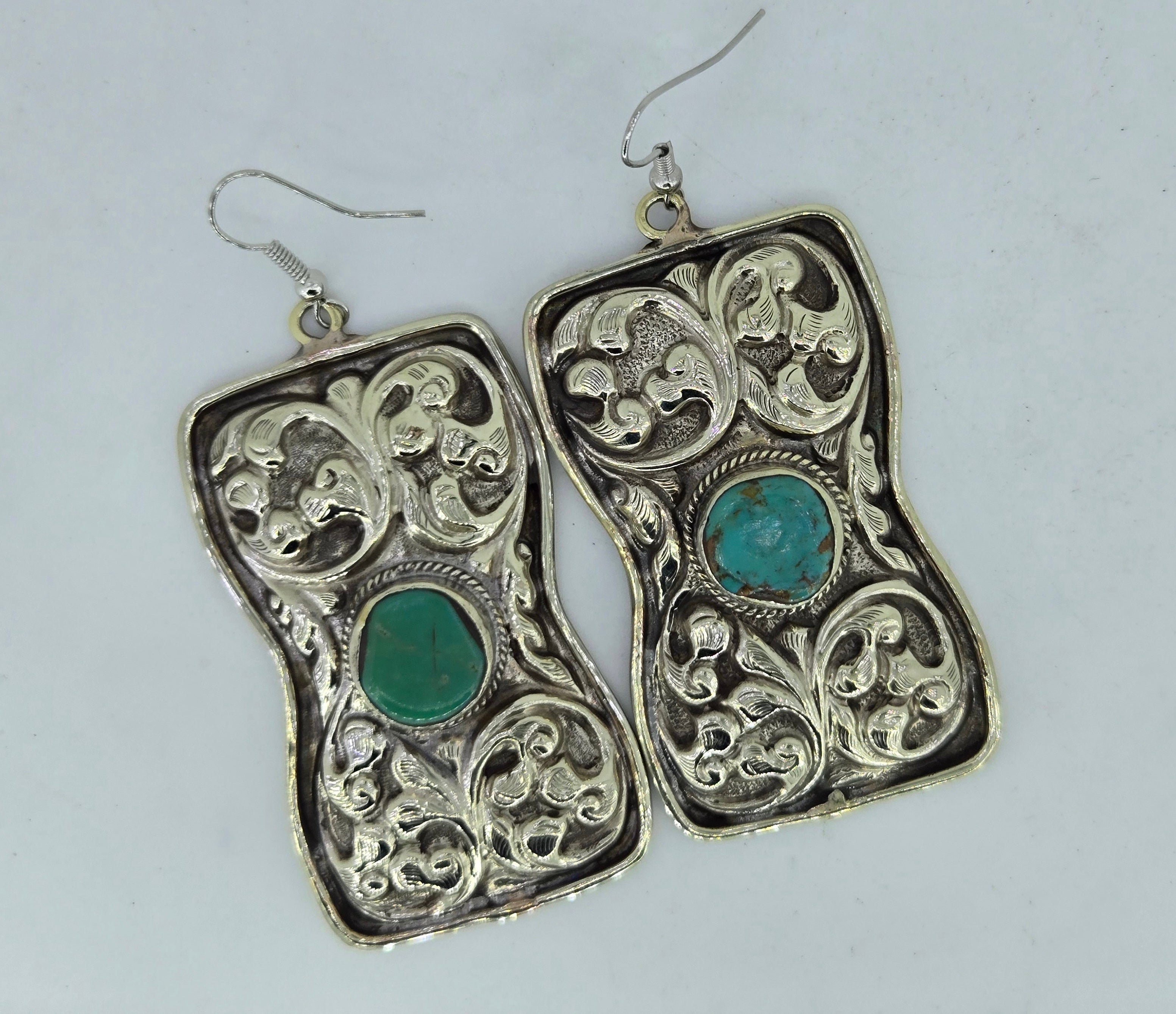 Turquoise Hourglass Scroll Earrings, view 5