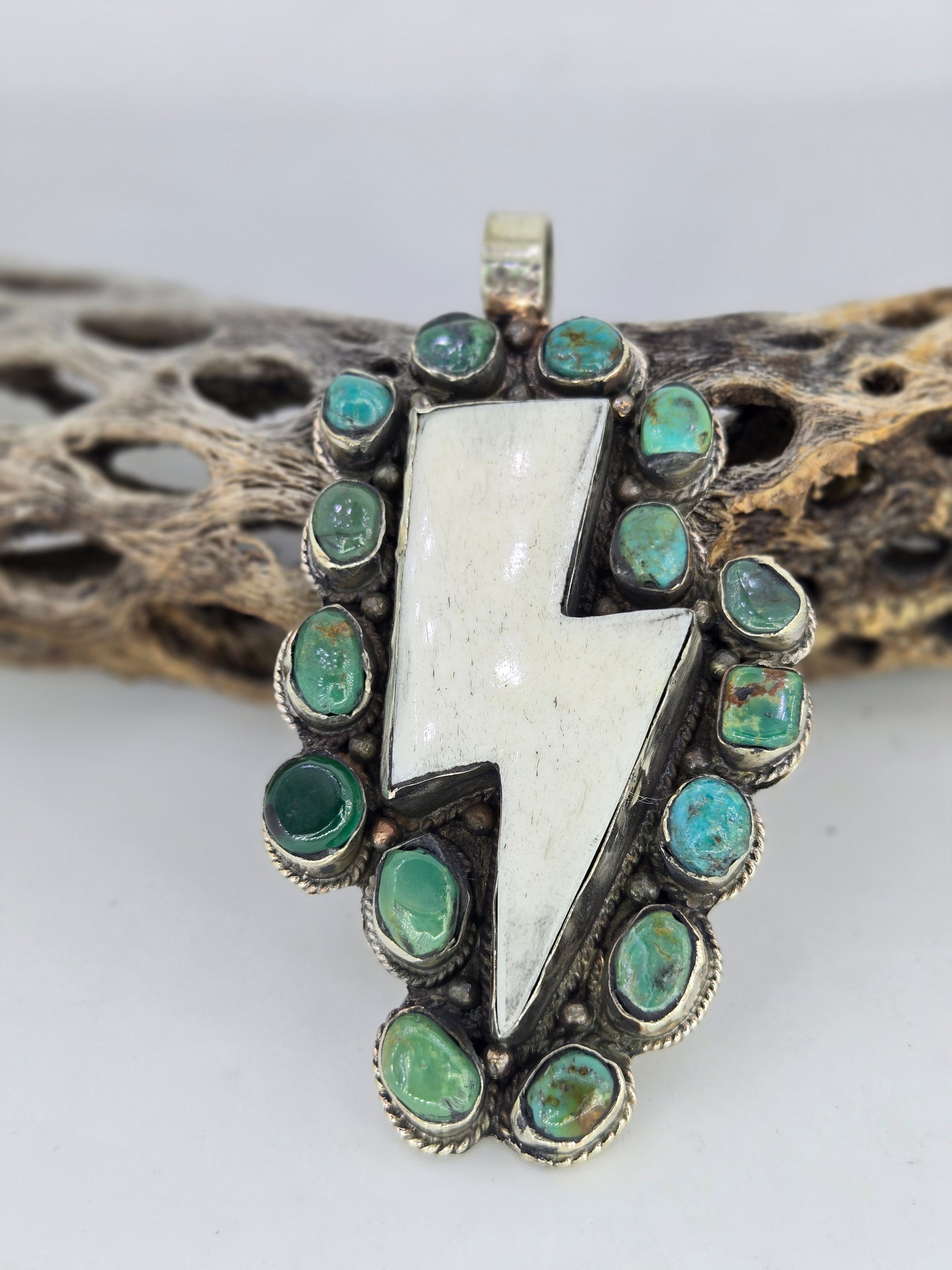 Turquoise Lightning Bolt Pendant, view 4