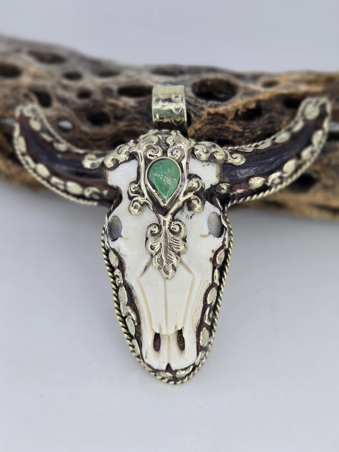 Turquoise Longhorn Cow Skull Pendant, view 4