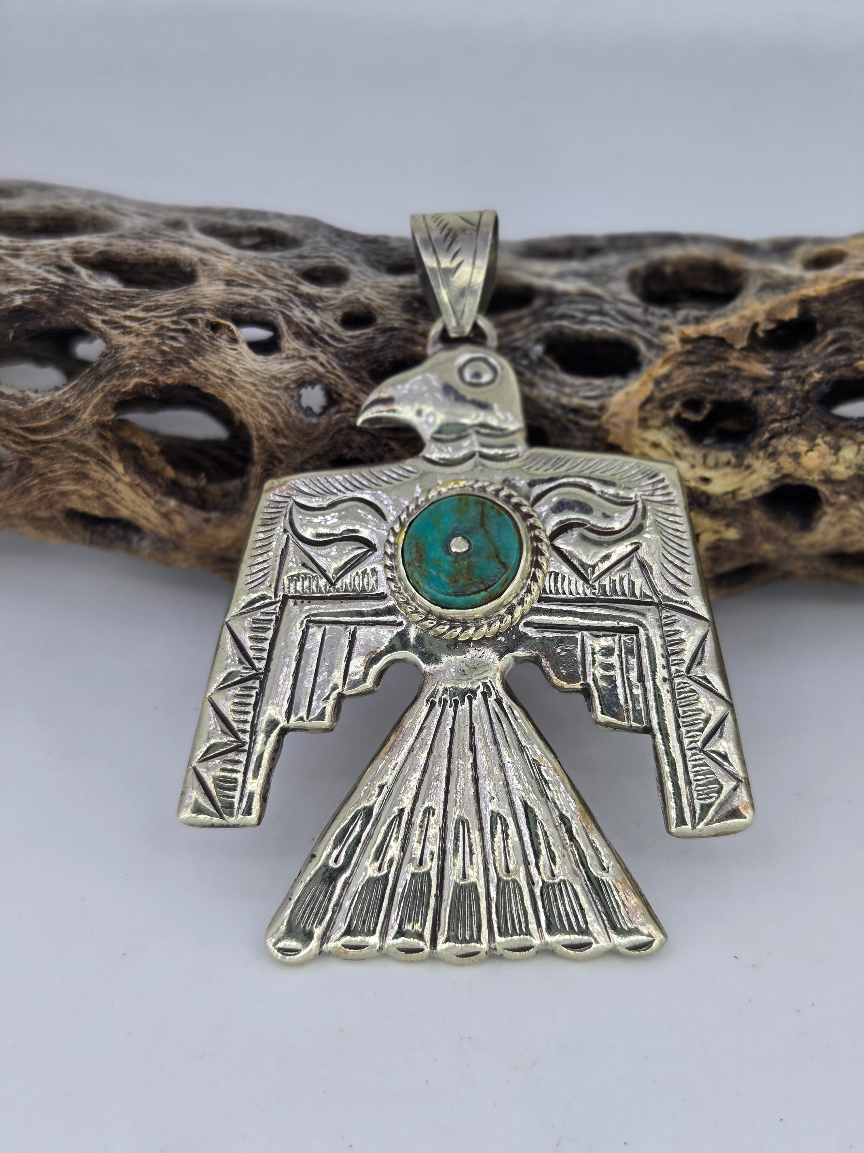 Turquoise Thunderbird Pendant, view 2