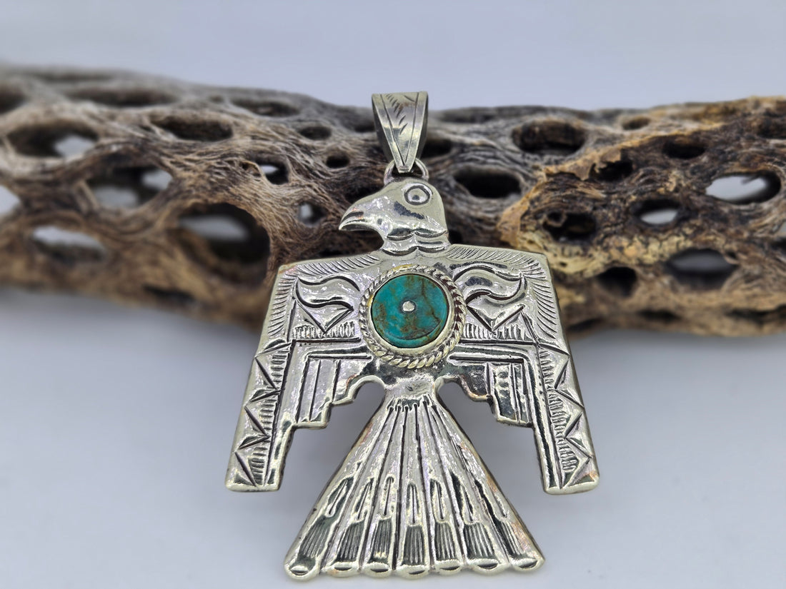 Turquoise Thunderbird Pendant, view 3