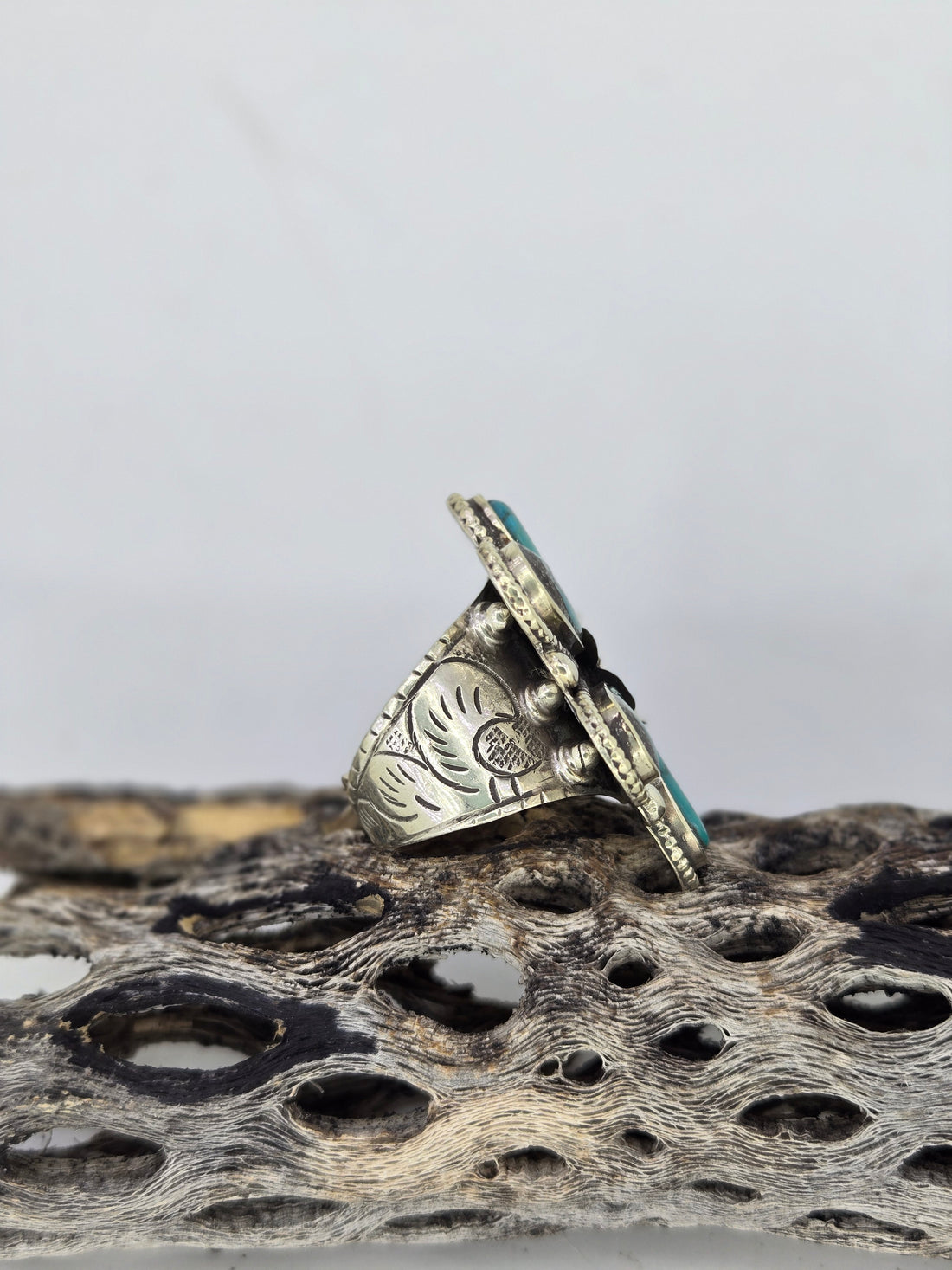 Turquoise Flower Petal Ring, view 5