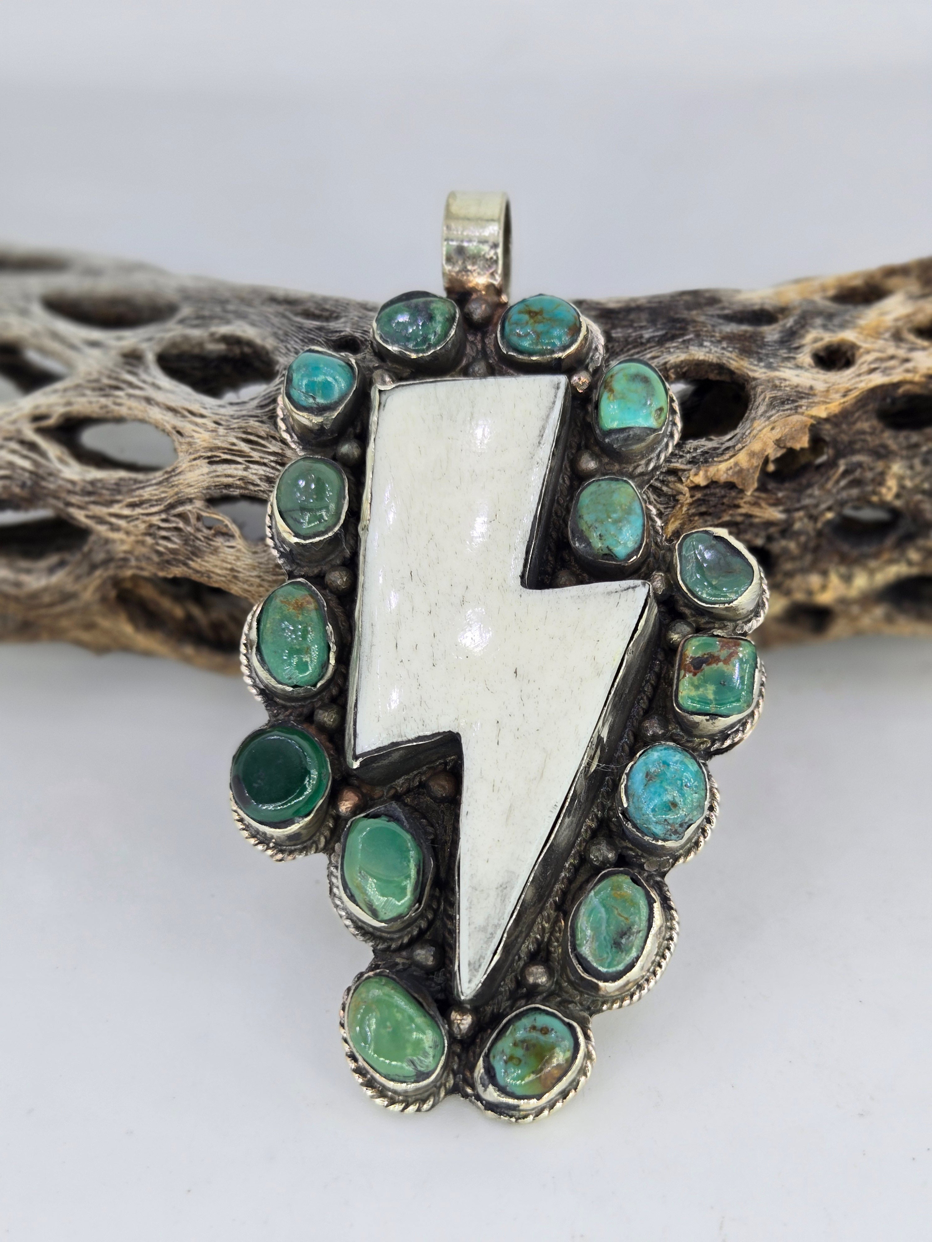 Turquoise Lightning Bolt Pendant, view 6