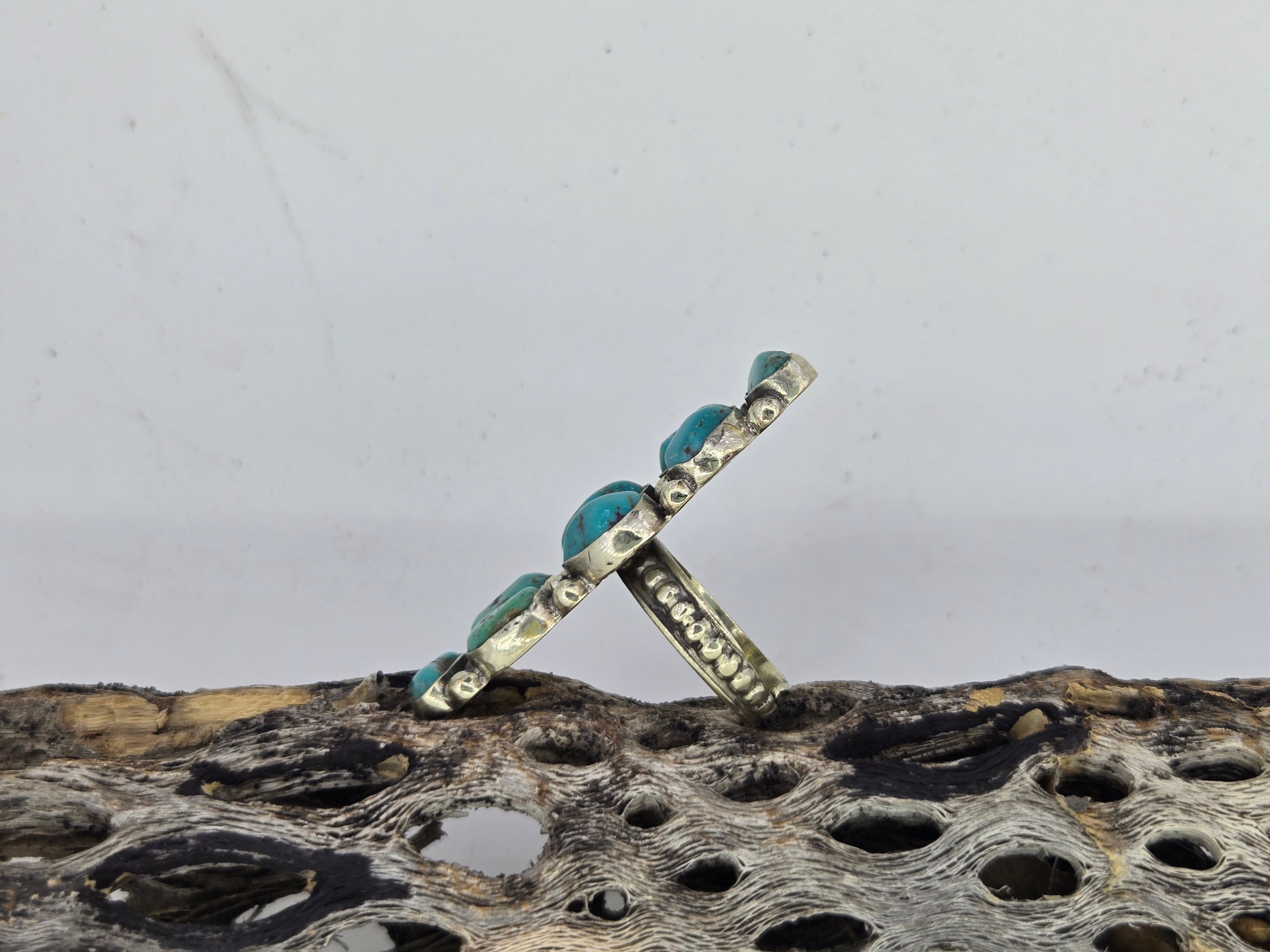 Turquoise Long Cluster Ring, view 3