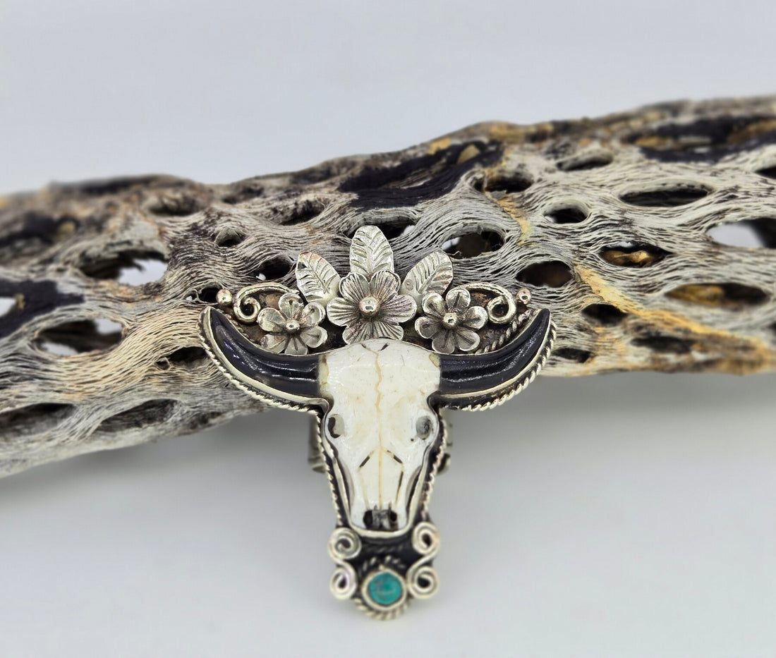Flower Crown Cow Skull Ring, view 3
