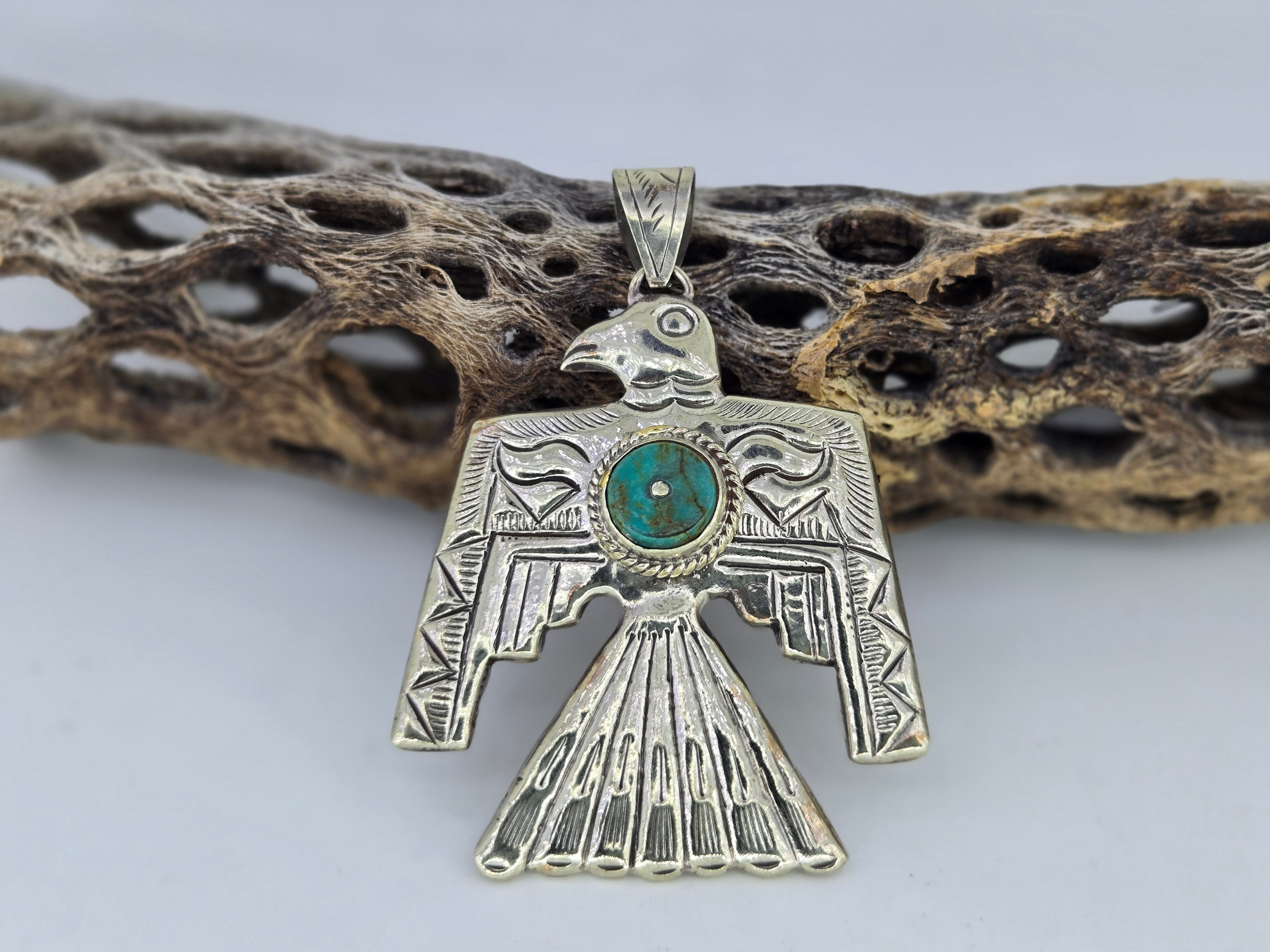 Turquoise Thunderbird Pendant, view 4