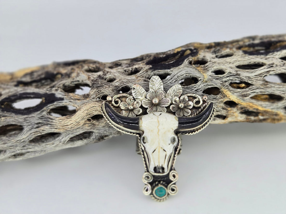 Flower Crown Cow Skull Ring, view 5