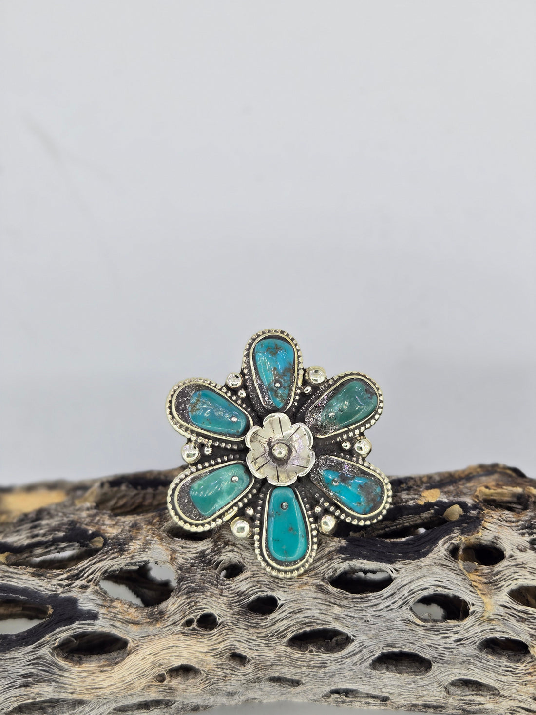Turquoise Flower Petal Ring, view 7