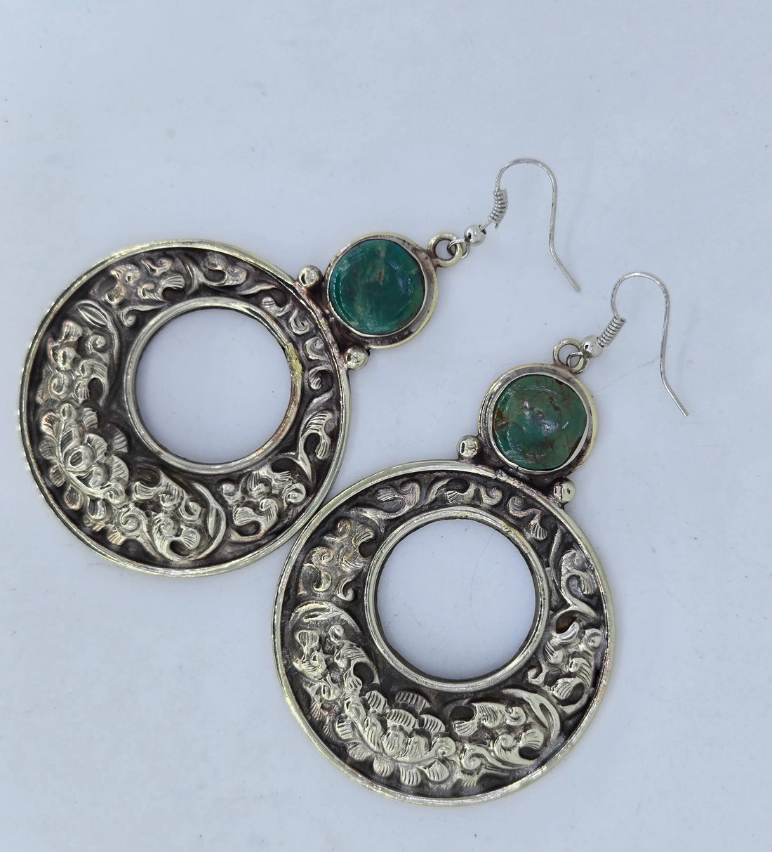 Turquoise Round Hoop Earrings, view 4