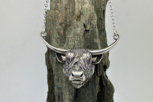 Sterling Silver Highland Cow Necklace