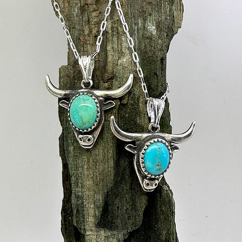 Sterling Silver & Turquoise Cow necklace