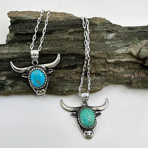 Sterling Silver & Turquoise Cow necklace