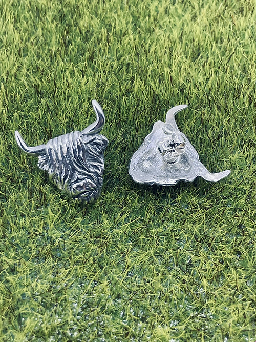 Sterling Silver Highland Cow Post Earrings