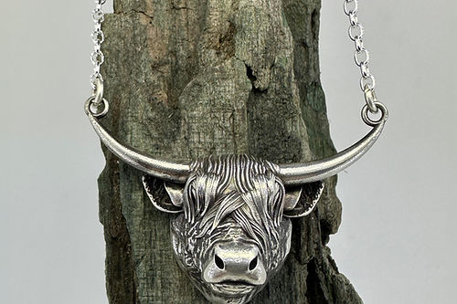 Sterling Silver Highland Cow Necklace