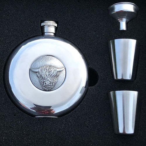 Highland cow hip flask