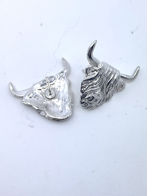 Sterling Silver Highland Cow Post Earrings