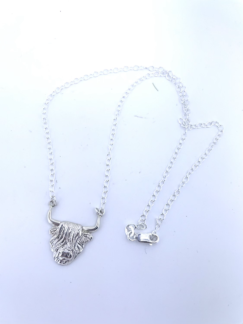 Sterling Silver Highland Cow necklace