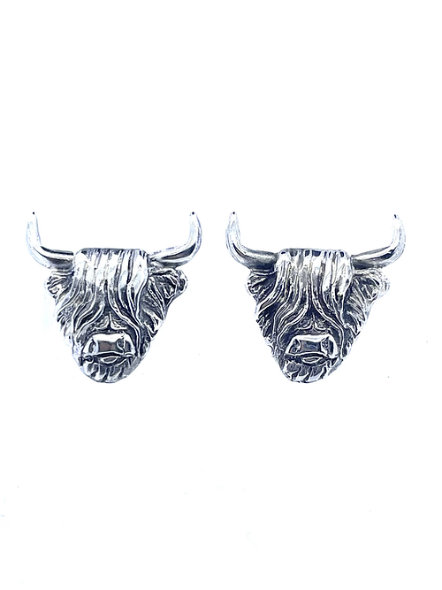 Sterling Silver Highland Cow Post Earrings