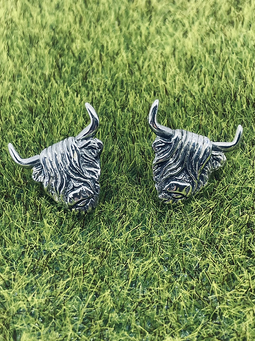 Sterling Silver Highland Cow Post Earrings
