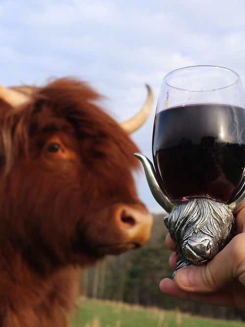 Handmade Pewter Highland Cow Wine Glass Pair