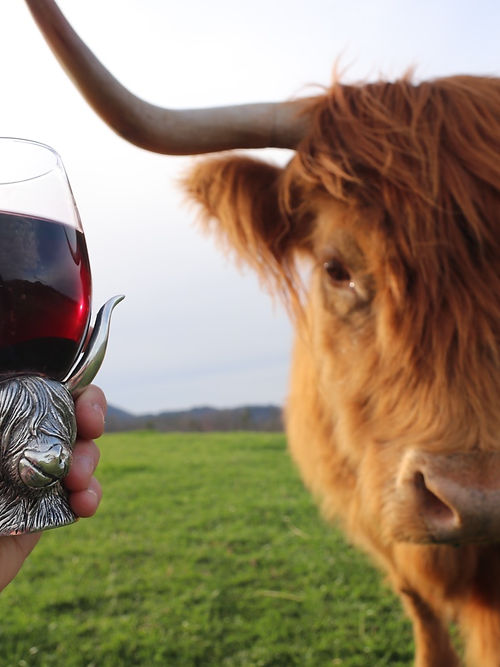 Handmade Pewter Highland Cow Wine Glass Pair