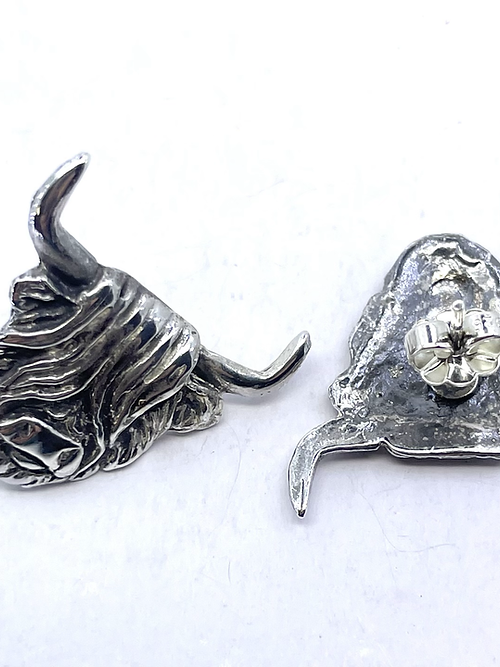 Sterling Silver Highland Cow Post Earrings