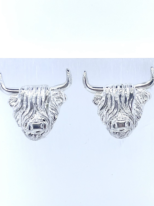 Sterling Silver Highland Cow Post Earrings