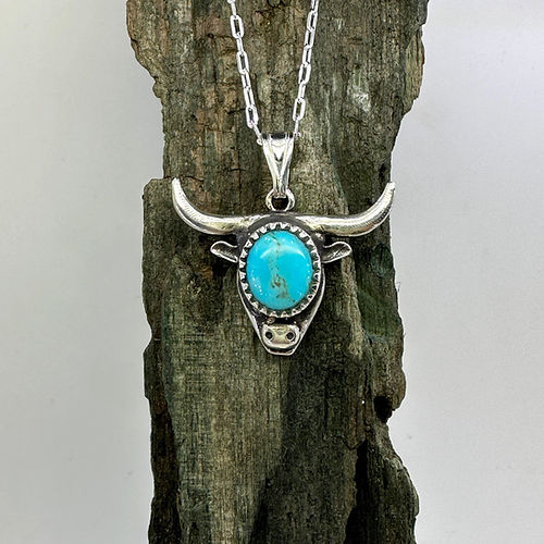 Sterling Silver & Turquoise Cow necklace