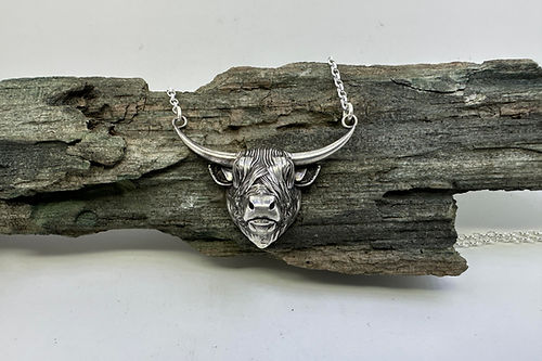 Sterling Silver Highland Cow Necklace