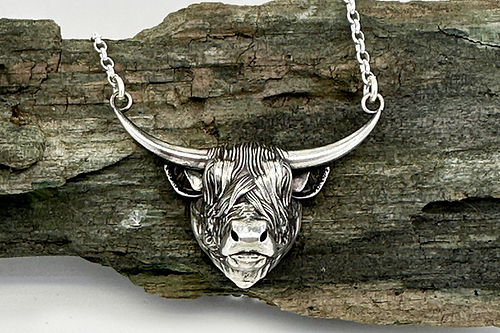 Sterling Silver Highland Cow Necklace