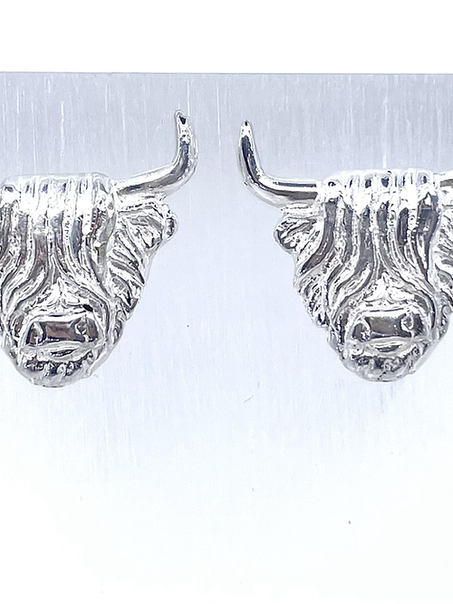 Sterling Silver Highland Cow Post Earrings