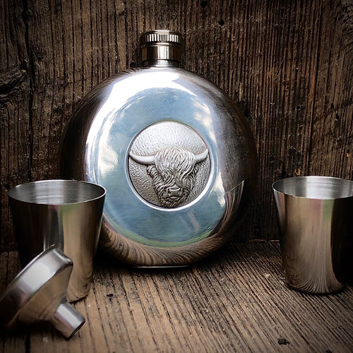 Highland cow hip flask