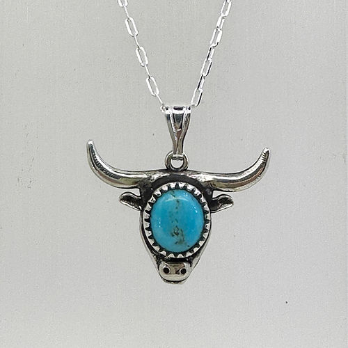 Sterling Silver & Turquoise Cow necklace