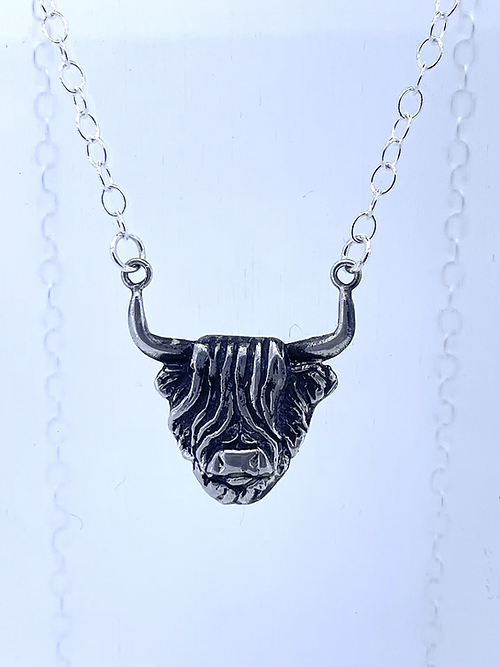 Sterling Silver Highland Cow necklace