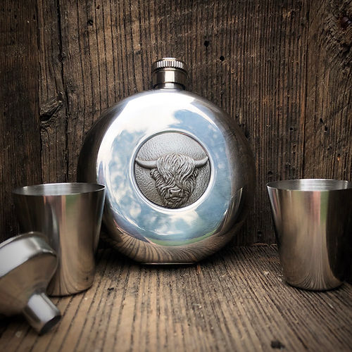 Highland cow hip flask