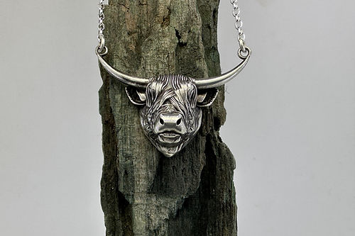 Sterling Silver Highland Cow Necklace